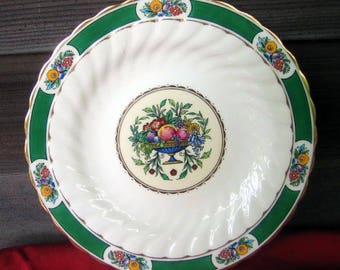 Vintage Minton Plate, Green, Fruit and Flowers, England, Collectible China, Wedding Gift, Anniversary Gift, English Country, Vintage Gift, R