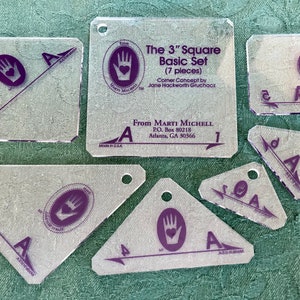 Perfect Patchwork Acrylic Templates, Set A 7 Pieces, Marti Michell, Maywood Studio, 3 In Square Basic Set, Create A Quilt, Quilting Tools
