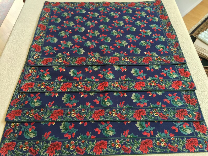 April Cornell Set 4 Placemats With Matching Napkins Navy and Etsy