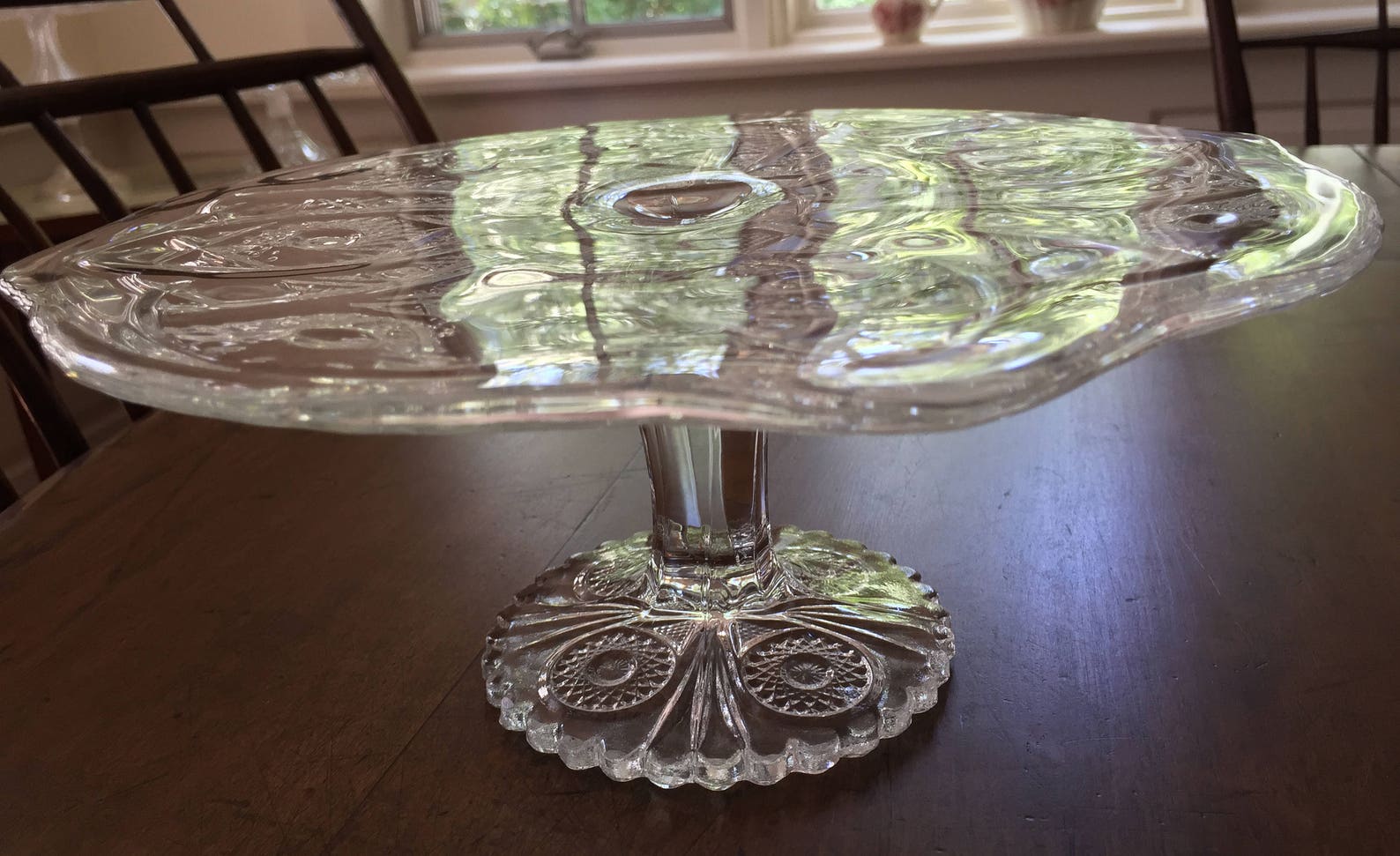 Antique Glass Pedestal Cake Stand, EAPG, Imperial Glass, 505, Bellaire