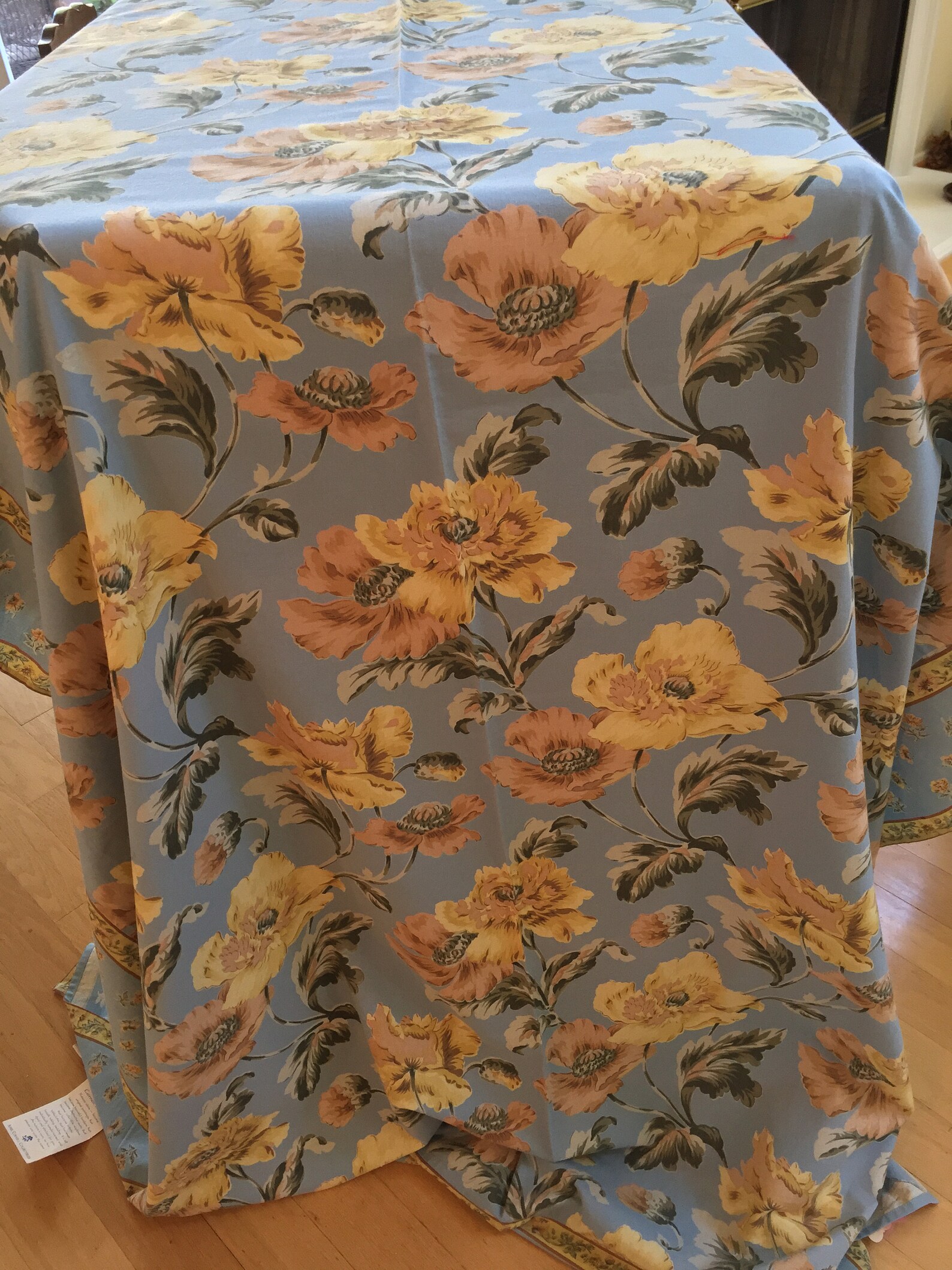 Vintage April Cornell Large Tablecloth Peony Pattern Etsy