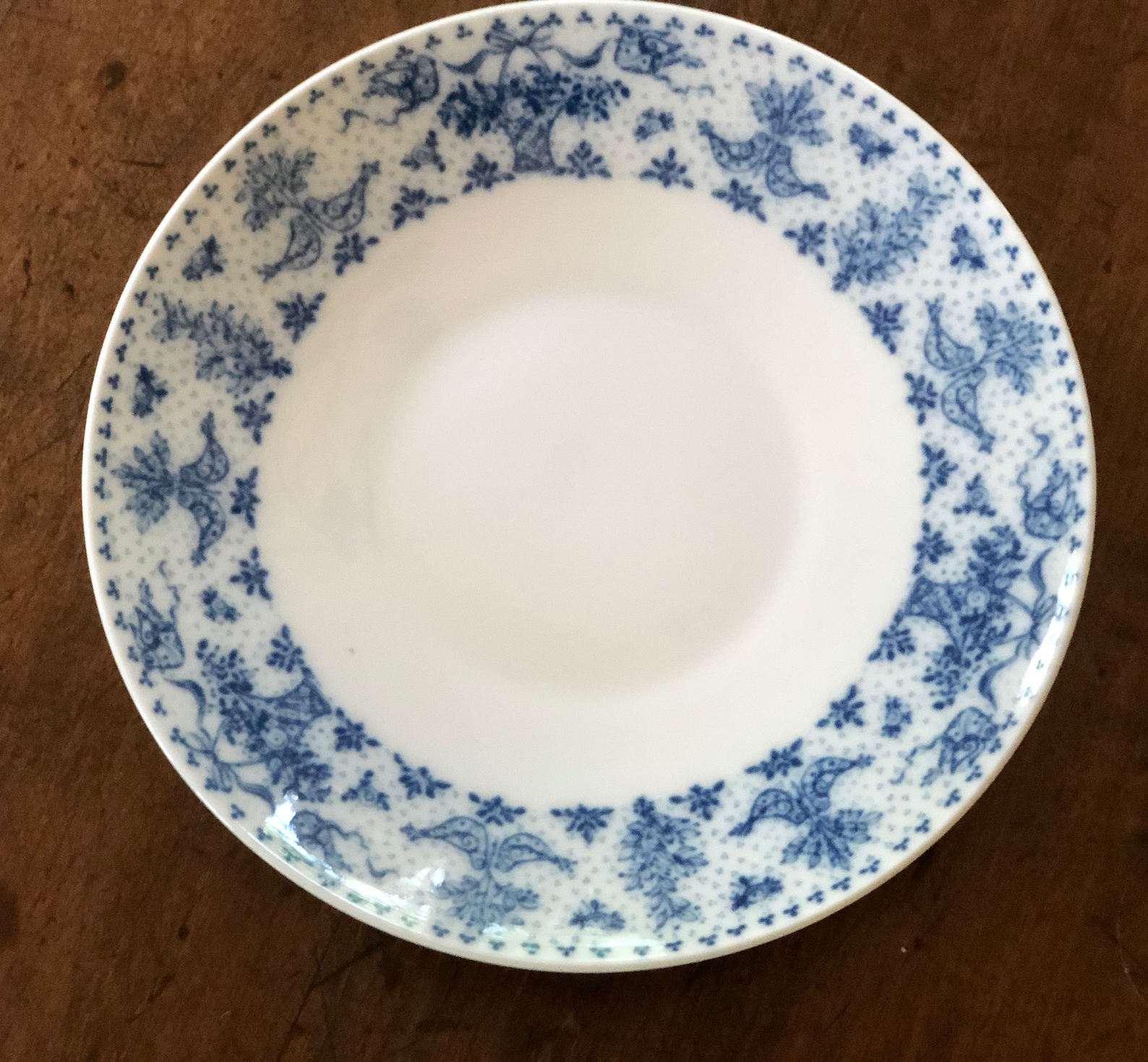 Vintage Rosenthal Coupe Style Plate, Blue and White, Baskets of Flowers