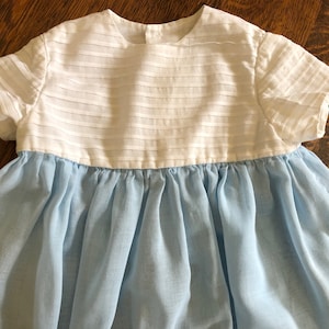 Vintage Little Girls Dress, Toddler Dress, Blue and White, Tucked Fabric Bodice, Hand Made Dress, Vintage Gift, Special Occasion, Gift