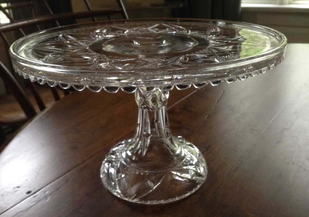 Vintage Pedestal Based Cake Stand, Wedding Cake Stand, Vintage Glass