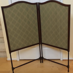 Antique Folding Screen, Green Fabric, 2 Panel Fire Place Screen, LOCAL PICKUP Only 92620, Bedroom Decor, Interior Design, Country, Cottage