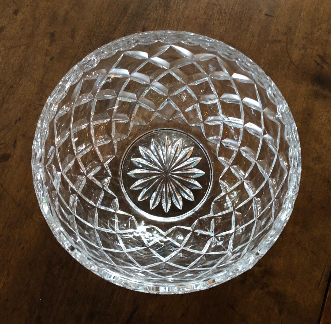 Vintage Glass Bowl, Diamond Design, Maybe Waterford, Hostess Gift, Home