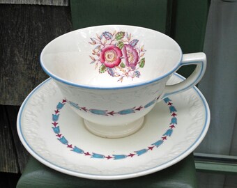 Vintage Wedgwood Corinthian Cup And Saucer, Evenlode Pattern, England, Tea Party, Wedding Gift, Garden Party, Cottage Style, Vintage Gift