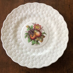 Vintage Copeland Spode Plate, Fruit and Flowers, 11, Wide Embossed Rim, England, Vintage Gift, Wedding Gift, English Country, Garden Party