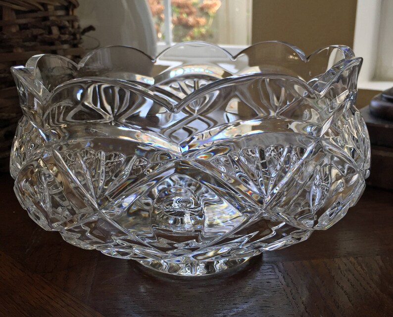 Vintage Waterford Crystal Bowl Dublin Doors Pattern Romance Etsy