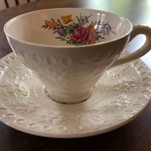 Vintage Wedgwood Wellesley Cup and Saucer, Tintern Pattern, England, Vintage Gift, Cottage Style, English Country, Interior Decor, Gift, R