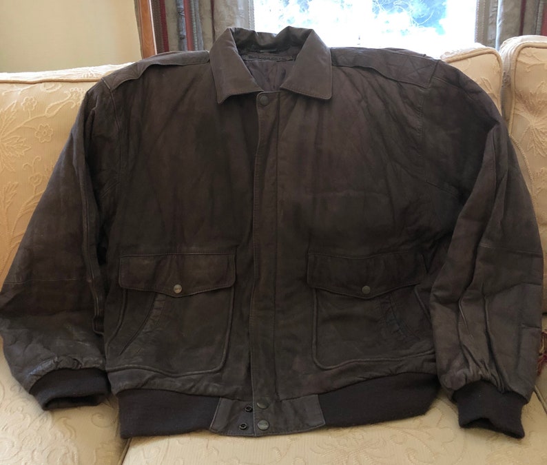 Vintage Brown Leather Jacket Structure Mens Jacket Bomber | Etsy