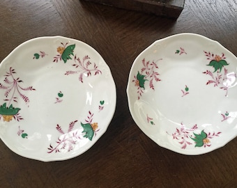 Pair Antique Plates, Sprig Pattern, Staffordshire, England, Cup Plates, Antique Collectible, Farmhouse Decor, Cottage Style, Tea Party, C