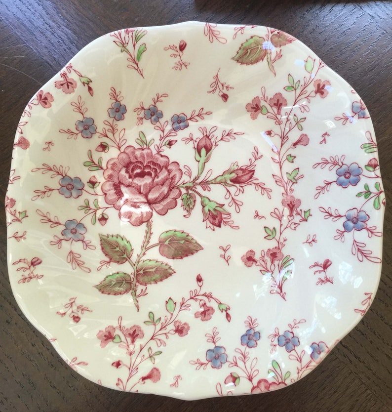 Vintage Johnson Brothers Square Bowl Rose Chintz England Etsy