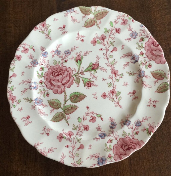 Vintage Johnson Brothers Plate Rose Chintz England Etsy