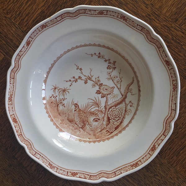 Antique Shallow Soup Bowl, Furnivals Quail, England, Collectible China, Antique China, Antique Gift, Interior Decorate, Farmhouse Decor,  C