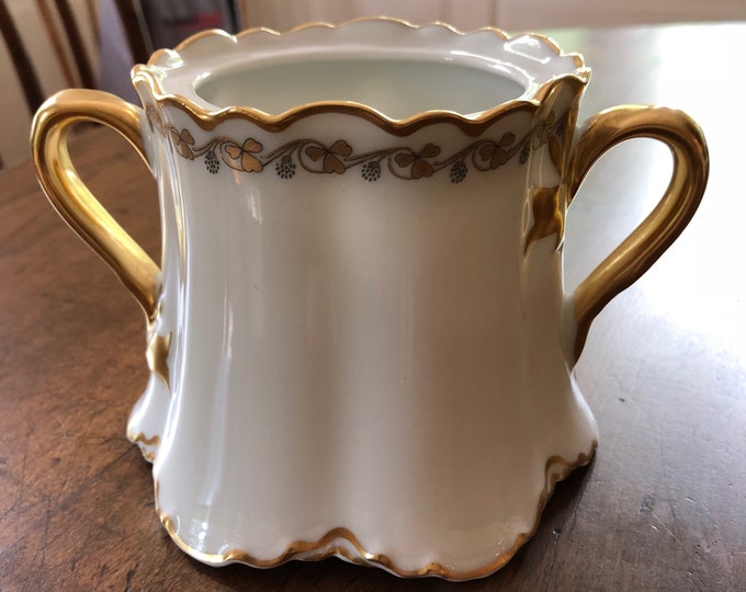 Antique Haviland Limoges Sugar Bowl, Schleiger 98, Clover and Gold