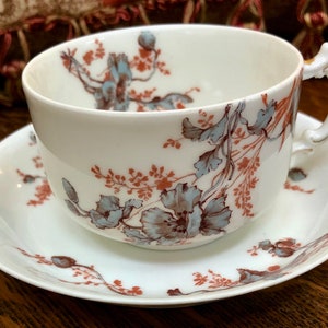 Antique *Haviland Limoges Cup and Saucer,  Blue Flowers, Collectible, Tea Party, Antique Gift, French Country, Limoges France, Shabby Chic