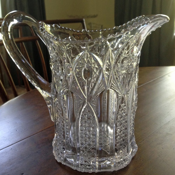 Glass Water Pitcher Antique Etsy