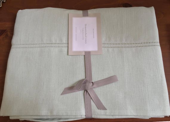 Vintage Sage Green Hemstitched Linen Table Cloth Williams | Etsy