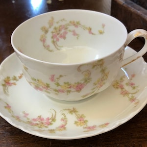 Antique *Haviland Limoges Cup and Saucer, Tea Party, Limoges China, Antique Gift, French Country, Shabby Chic, Cottage Style, Farmhouse,Gift
