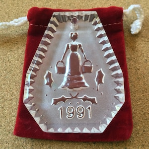 Vintage Waterford Crystal Annual Christmas Ornament, 1991, Eight Maids A Milking, Eighth Of Twelve Days Of Christmas Collection, Ireland