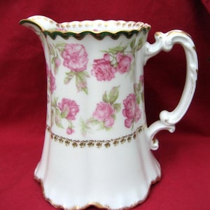 REDUCED PRICE, French Country Decor, Haviland Limoges Pitcher, Large Roses, Wedding Gift, Antique Gift, Limoges, France, Interior Decorate