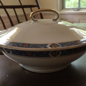 Antike TV Limoges Tureen, Tressemann und Vogt, Frankreich, Kobalt, Gold, Blumen, Französisches Land, Landhausstil, Antik China, Geschenk, R