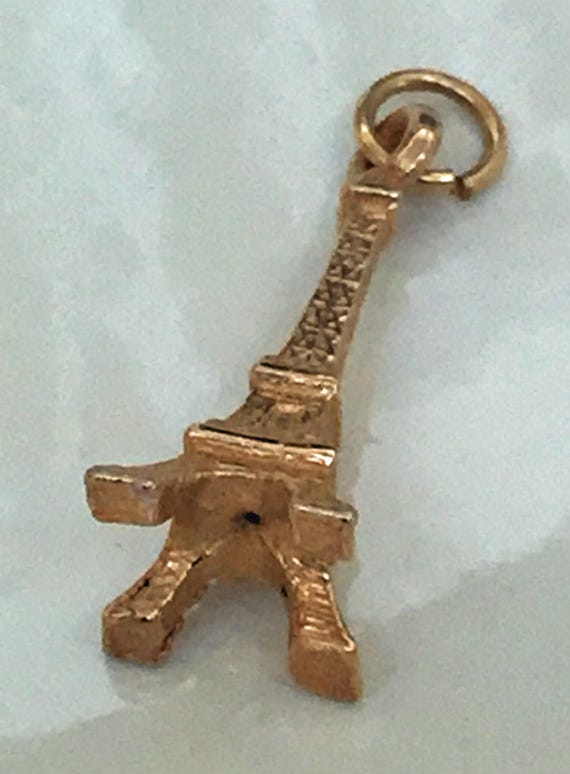 10k Gold Eiffel Tower Charm – Dainty Pendant Or Bracelet Charm, Yellow Gold - View #7
