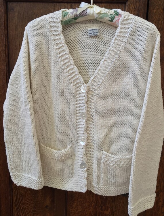 Buttoned wool mesh sweater  wrap cardigan for women Retro knit button down sweater Knit Grandma sweater