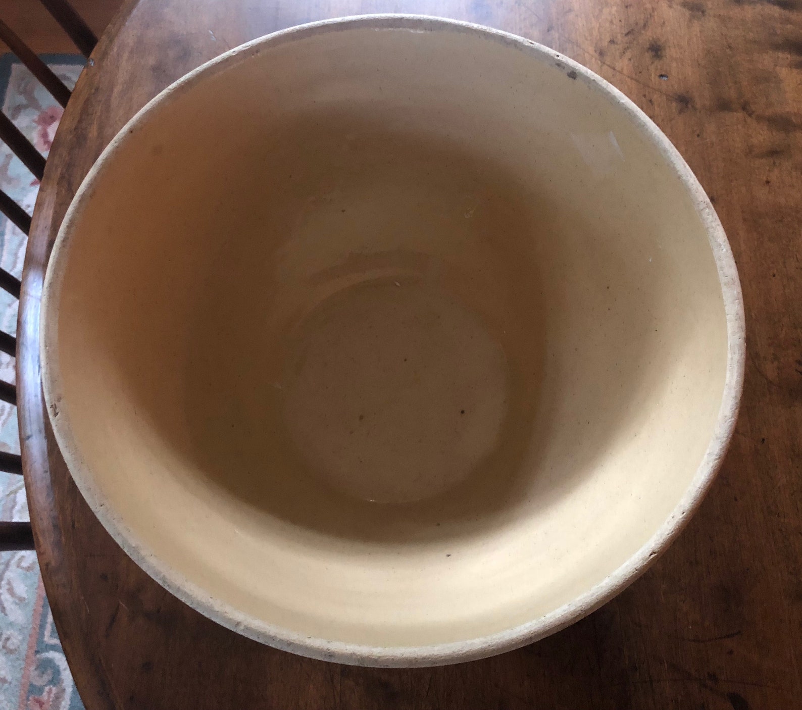 Antique Large Yellow Ware Bowl Brown Bands Antique Etsy