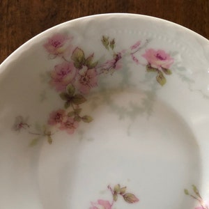 Antique Haviland Limoges Berry Bowl, Sauce Bowl, Pink Roses, Embossed Bows, Shabby Chic, Cottage Style, Farmhouse, Antique Collectible, Gift