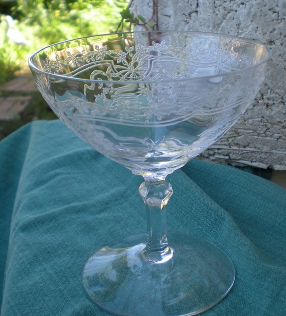 Special Fostoria Etched Glass Stemmed Sherbet June Pattern Etsy