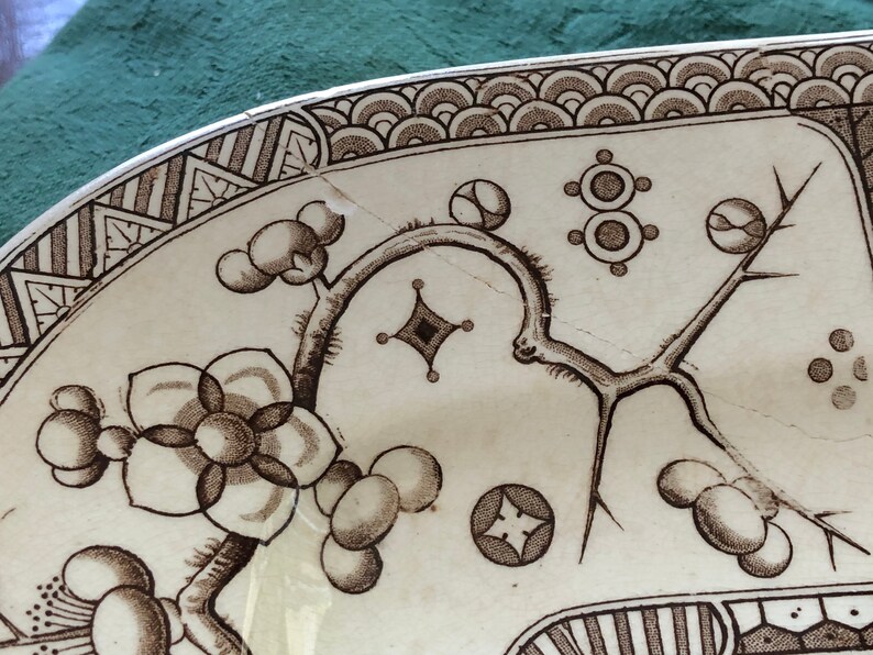 Antique Brown Transfer Ware Platter, Japan Pattern, G and W Late Mayers ...