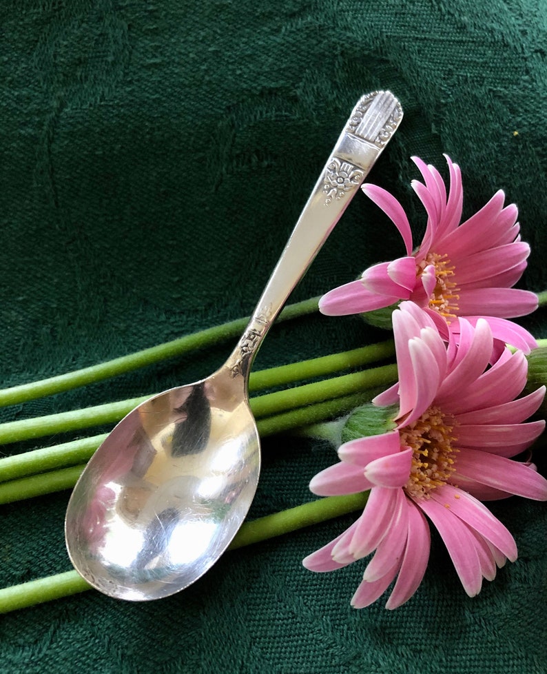 Baby Shower Antique Silver Plated Baby Spoon Wm A Rogers Collectible Silver Infant Gift Harmony Pattern Antique Gift c1938 Baby Gift
