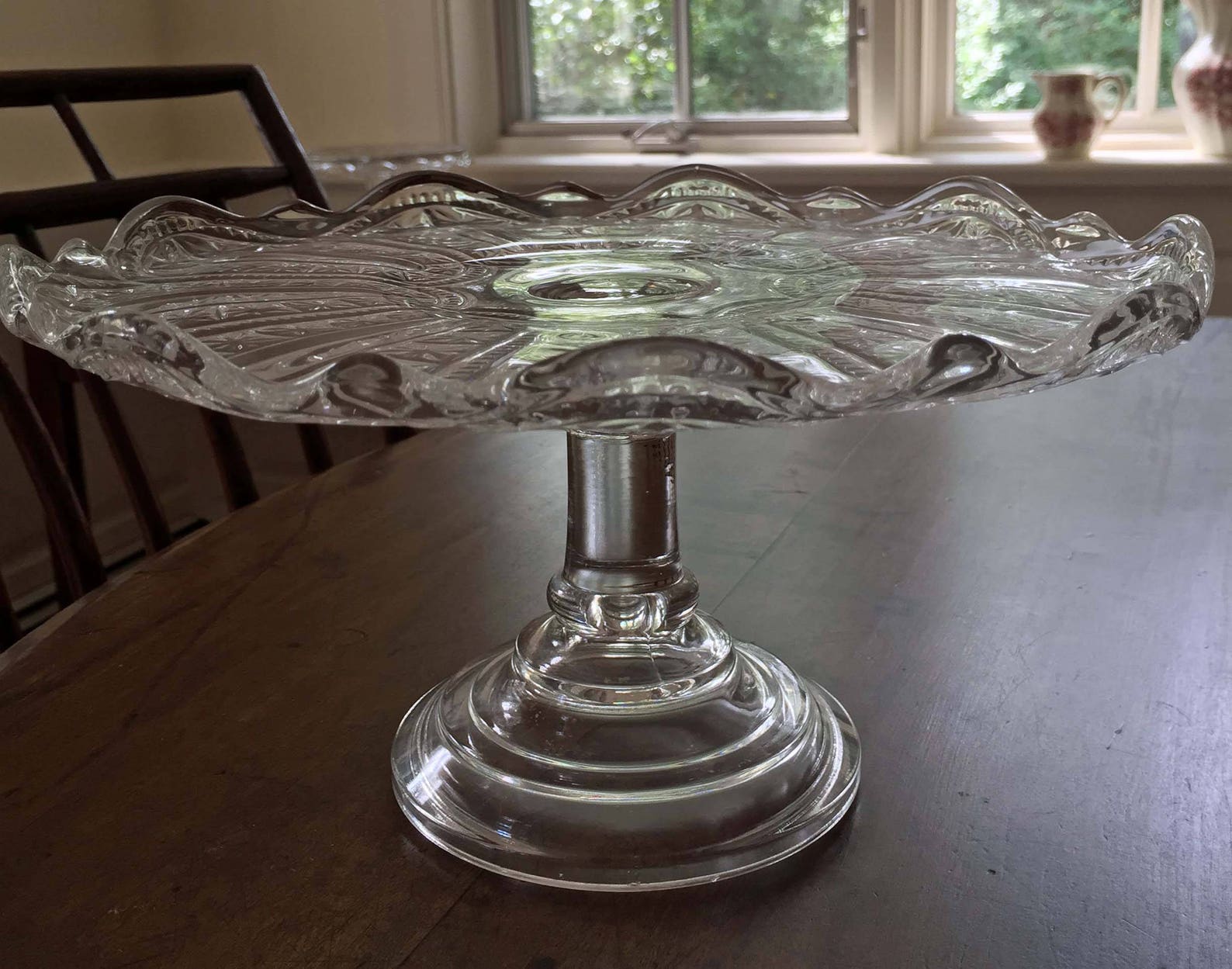 Antique Glass Pedestal Cake Stand EAPG Bryce Walker Jasper Etsy