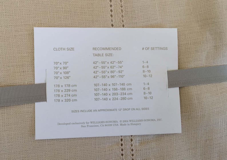 Vintage Beige Hemstitched Linen Table Cloth Williams Sonoma | Etsy