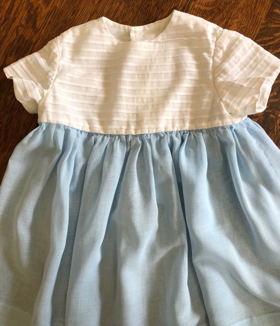 Vintage Little Girls Dress, Toddler Dress, Blue a… - image 3