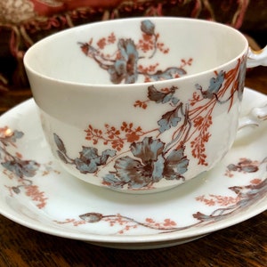 Antique *Haviland Limoges Cup and Saucer,  Blue Flowers, Collectible, Tea Party, Antique Gift, French Country, Limoges France, Shabby Chic