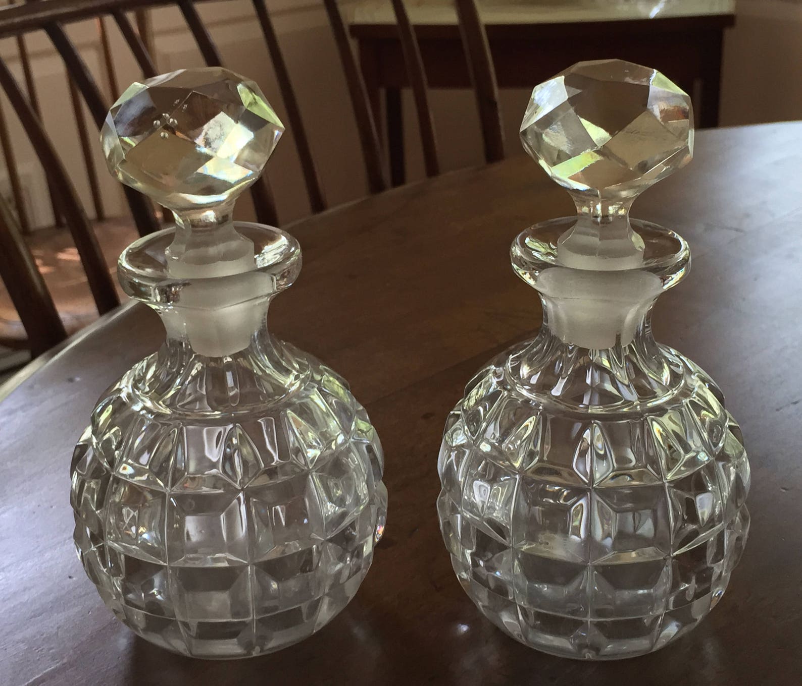 Antique Glass Pair Of Cologne Bottles Perfume Bottles | Etsy