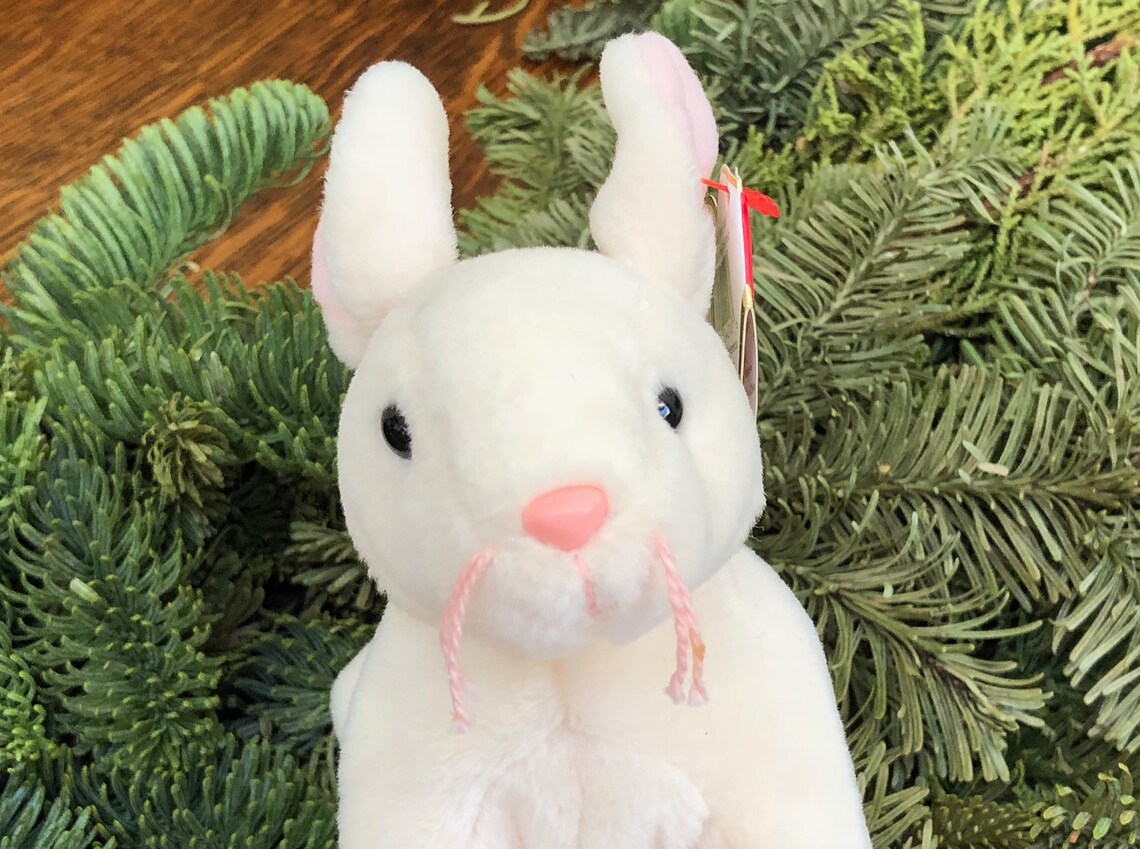 Ty Beanie Babies Bunny Nibbler White Rabbit Collectible Etsy