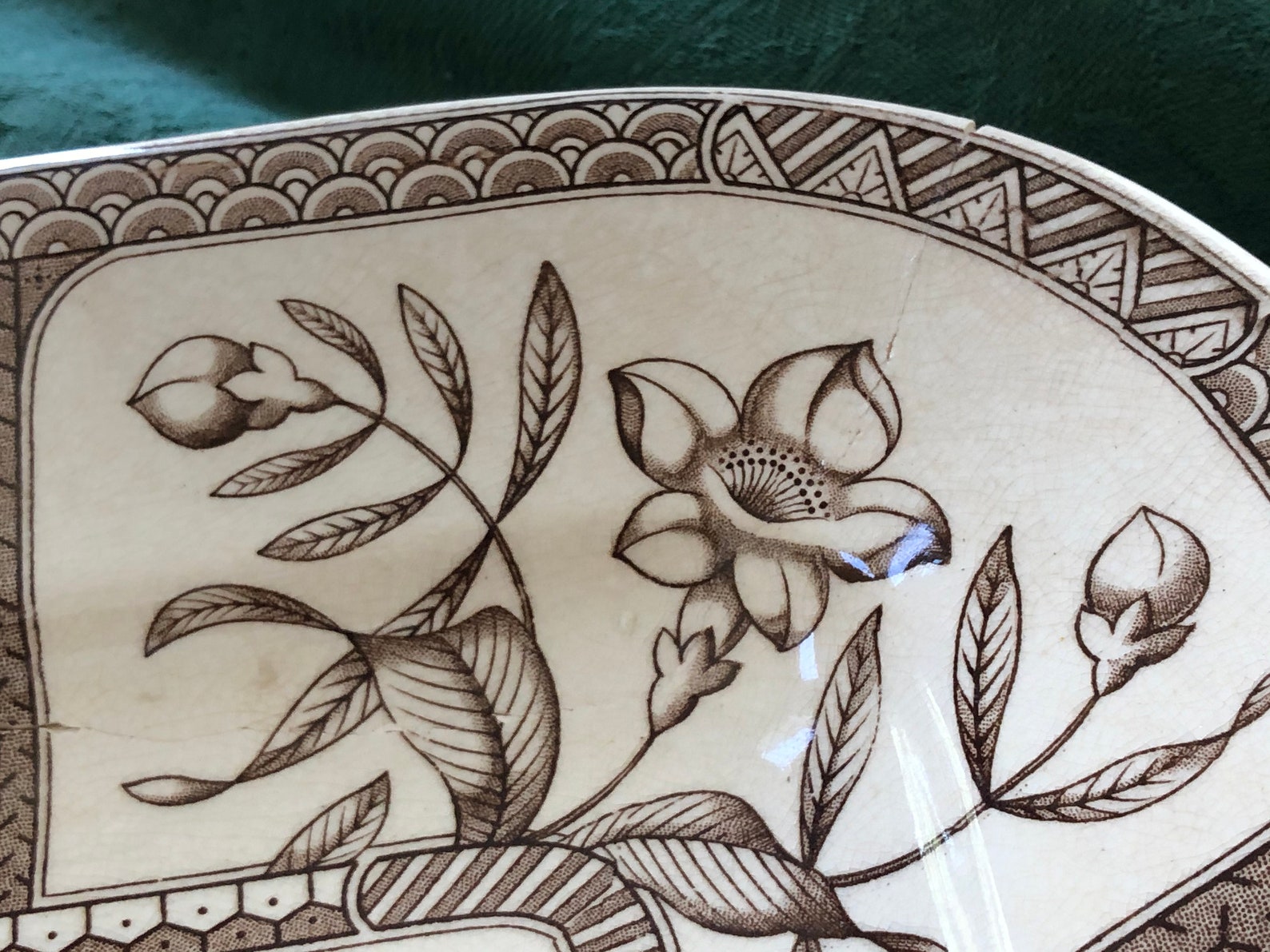 Antique Brown Transfer Ware Platter, Japan Pattern, G and W Late Mayers ...