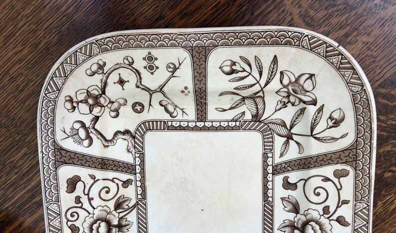 Antique Brown Transfer Ware Platter, Japan Pattern, G and W Late Mayers ...