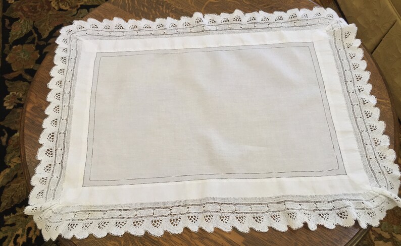 Antique Tray Cloth Wide Hand Crochet Edge Collectible | Etsy