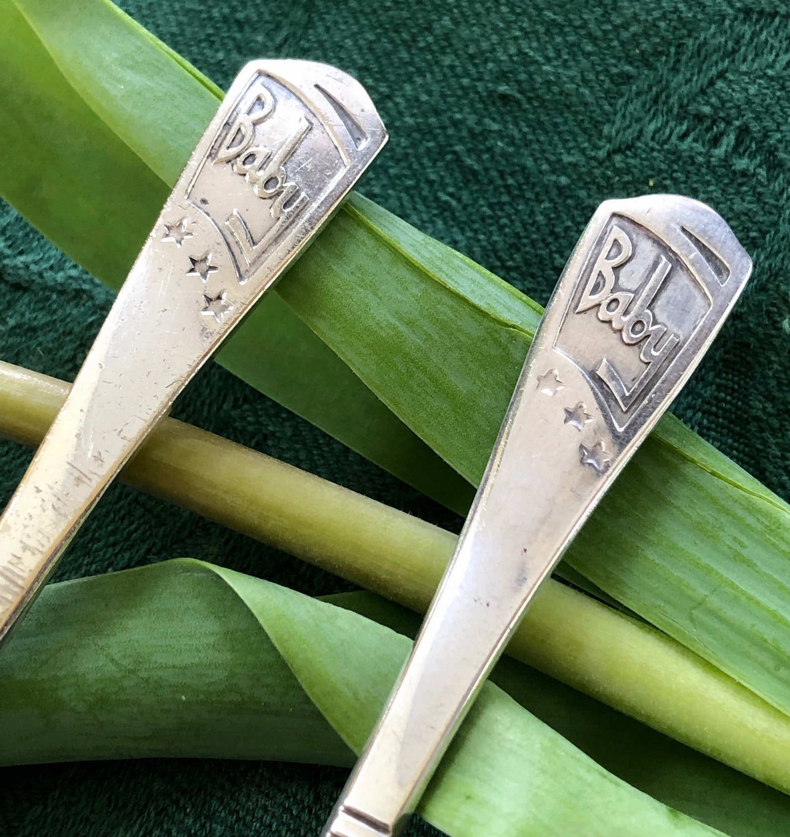 Antique Silver Plated Baby Spoon and Fork Set Baby With Etsy