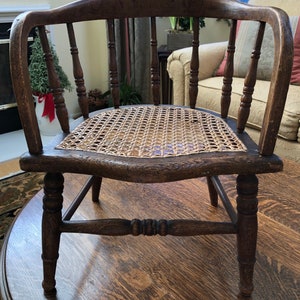Antique Childs Chair, Cane Seat, Stenciled Design, Richard, Country Home, Cottage Style, InteriorDesign,  Farmhouse Decor, Antique Furniture