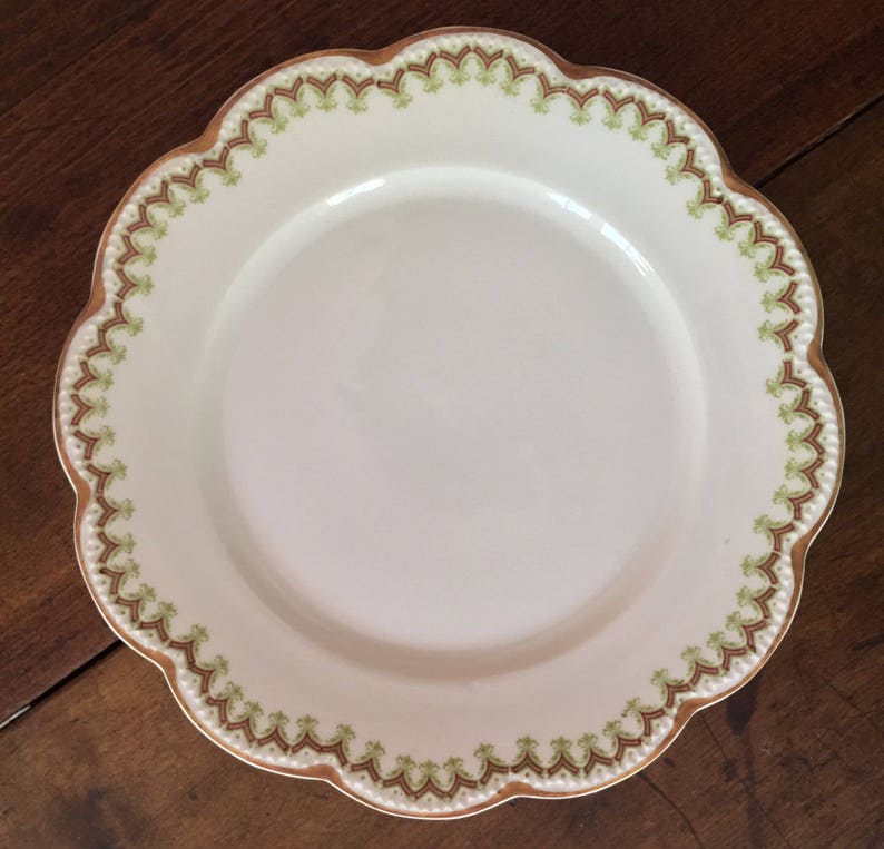 Antique haviland Limoges Scalloped Plate Green and Gold Etsy