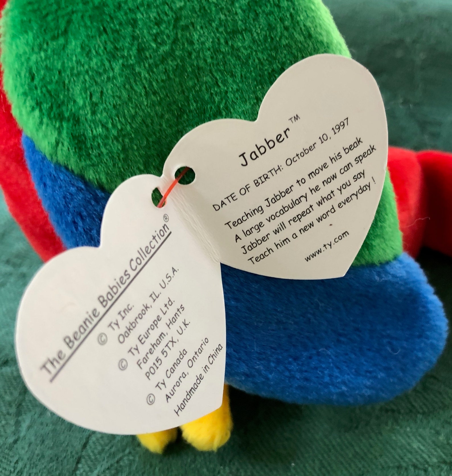 Ty Beanie Babies Jabber Parrot Collectible Toys Retired Etsy