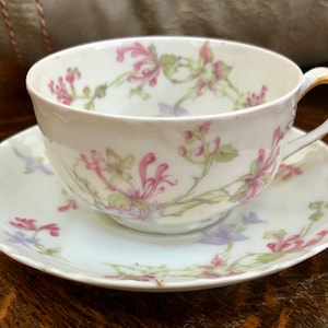 Antique *Haviland Limoges Cup and Saucer, Schleiger 36, Limoges China, Tea Party, Wedding Gift, Garden Party,French Country, ShabbyChic,Gift