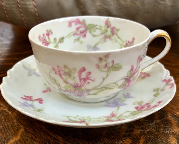 Antique *haviland Limoges Cup and Saucer, Schleiger 36 Antique *haviland Limoges Cup and Saucer, Schleiger 36