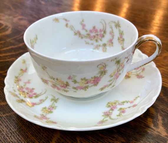 Antique *haviland Limoges Cup and Saucer, Norma, Tea Party 